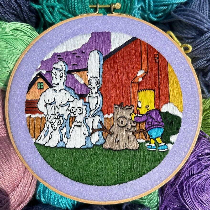 Stitching The Simpsons: How @bazarbartiano Brings Springfield To Life Through Embroidery