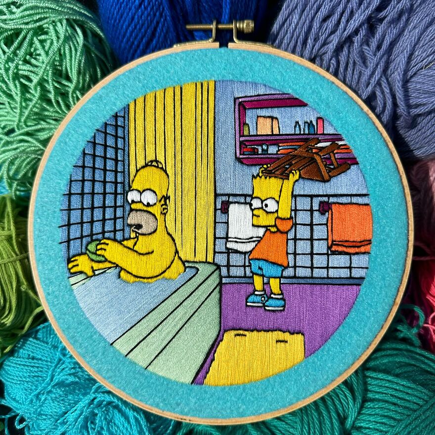 Stitching The Simpsons: How @bazarbartiano Brings Springfield To Life Through Embroidery