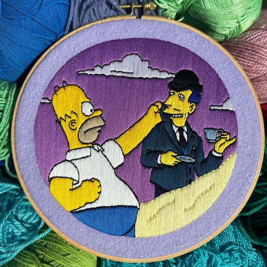 Stitching The Simpsons: How @bazarbartiano Brings Springfield To Life Through Embroidery