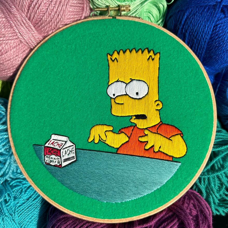 Stitching The Simpsons: How @bazarbartiano Brings Springfield To Life Through Embroidery