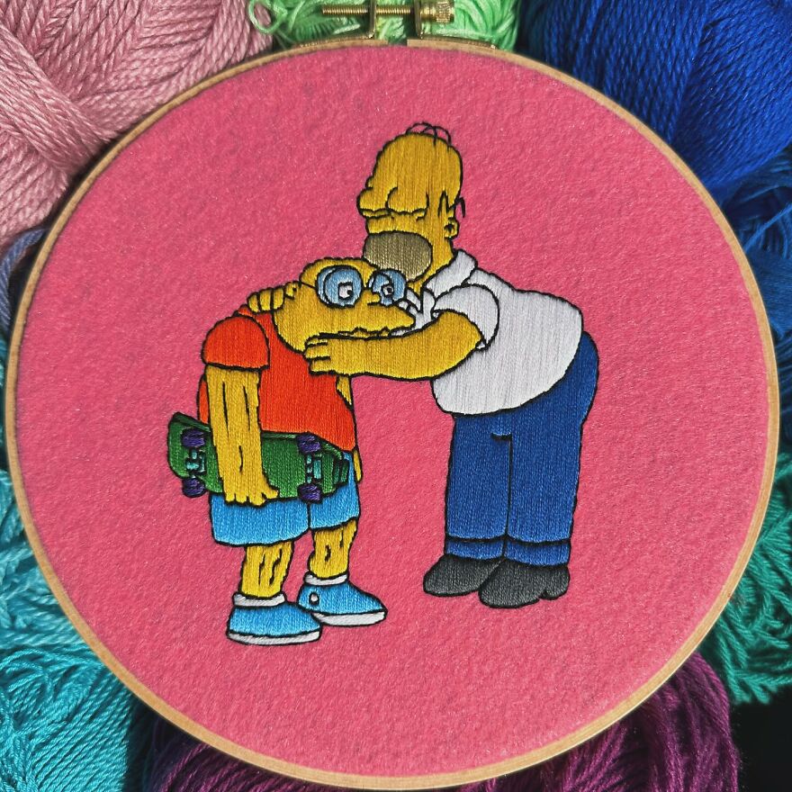 Stitching The Simpsons: How @bazarbartiano Brings Springfield To Life Through Embroidery