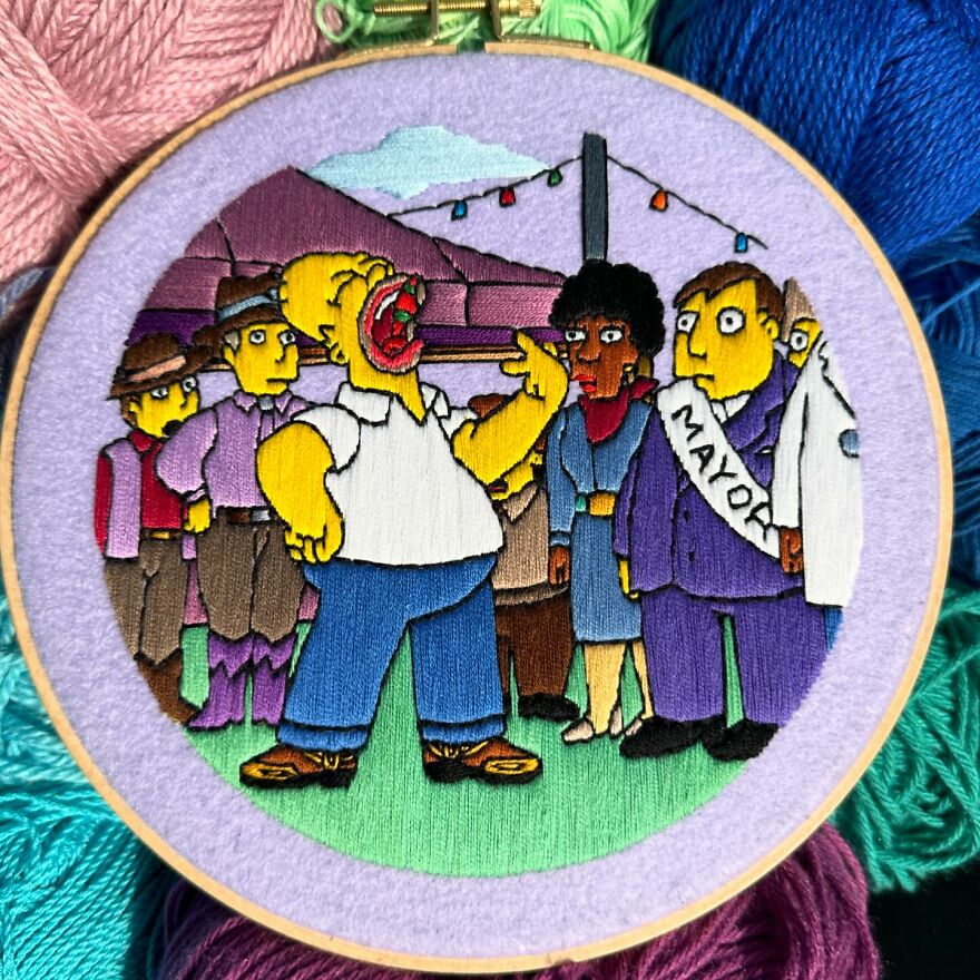 Stitching The Simpsons: How @bazarbartiano Brings Springfield To Life Through Embroidery