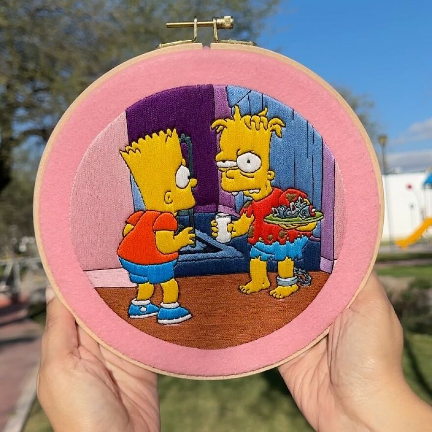 Stitching The Simpsons: How @bazarbartiano Brings Springfield To Life Through Embroidery