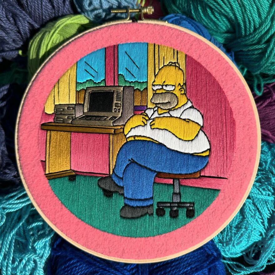 Stitching The Simpsons: How @bazarbartiano Brings Springfield To Life Through Embroidery