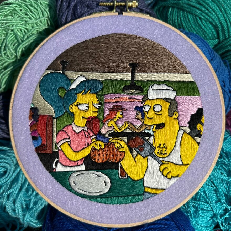 Stitching The Simpsons: How @bazarbartiano Brings Springfield To Life Through Embroidery