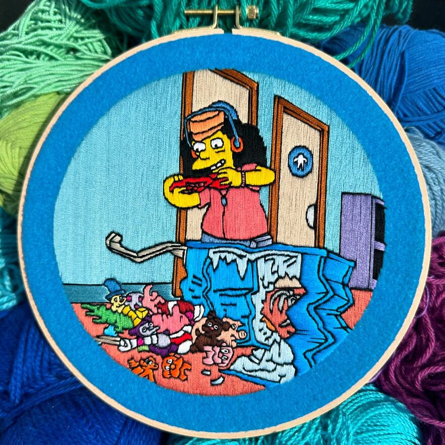 Stitching The Simpsons: How @bazarbartiano Brings Springfield To Life Through Embroidery