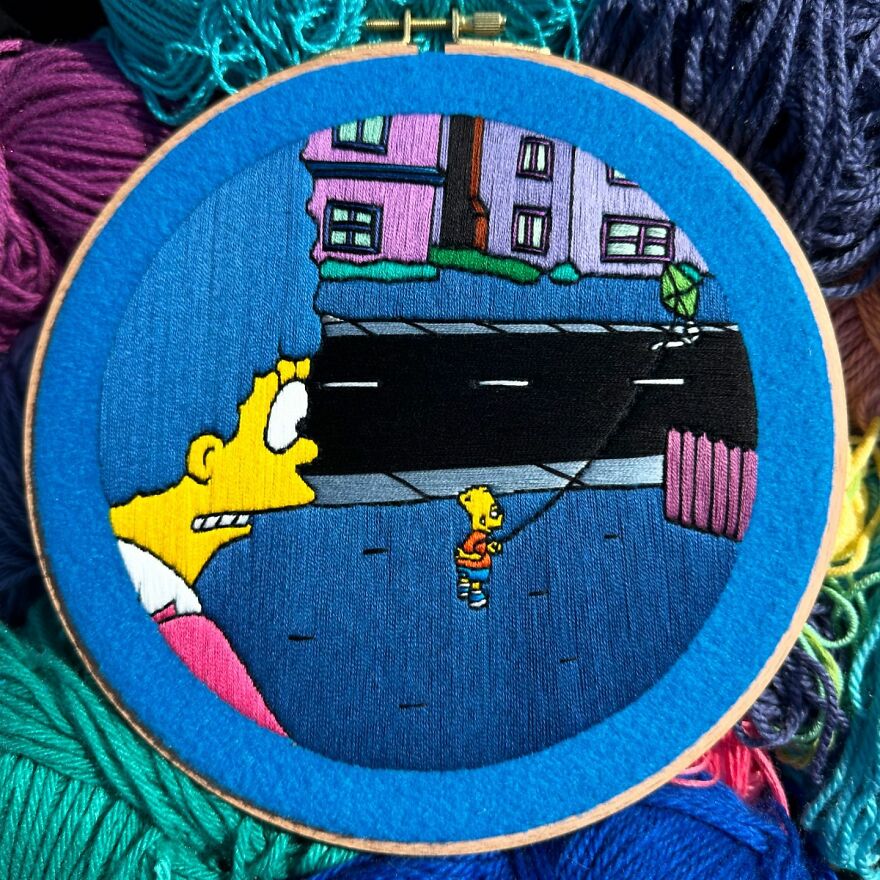 Stitching The Simpsons: How @bazarbartiano Brings Springfield To Life Through Embroidery