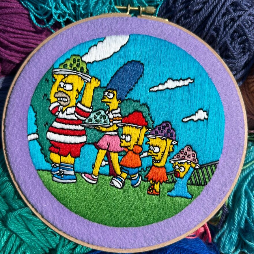 Stitching The Simpsons: How @bazarbartiano Brings Springfield To Life Through Embroidery