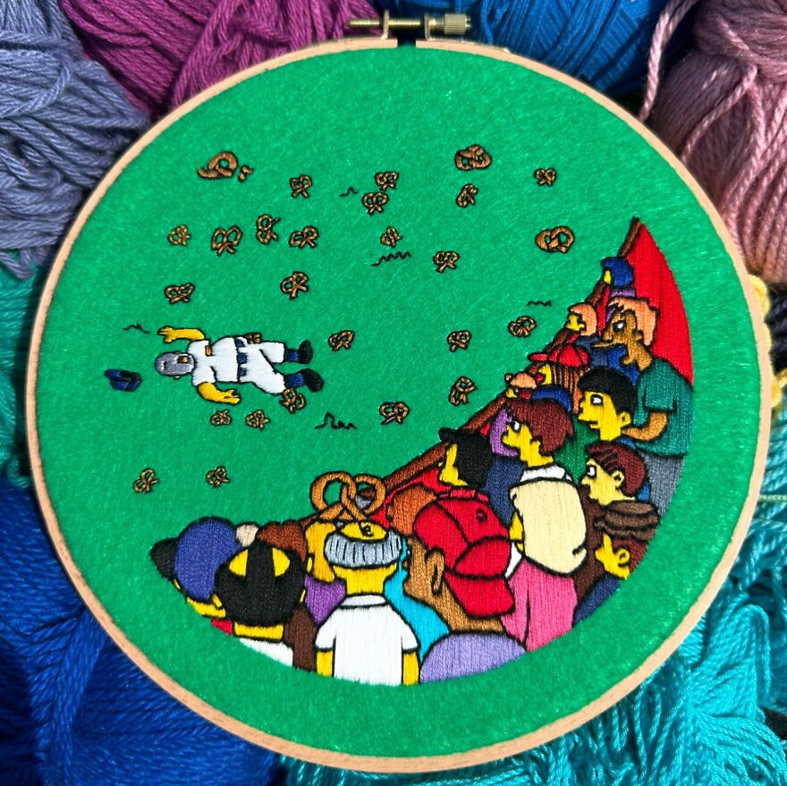 Stitching The Simpsons: How @bazarbartiano Brings Springfield To Life Through Embroidery