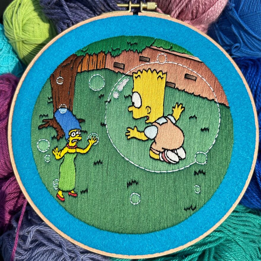 Stitching The Simpsons: How @bazarbartiano Brings Springfield To Life Through Embroidery