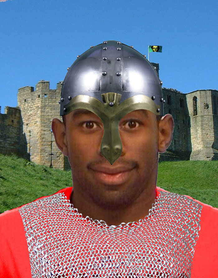 Tyler The Creator Mugshot meme with medieval helmet