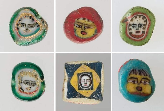 Glass Mosaic Face Beads, 1st Century B.c.–1st Century A.d. Culture: Roman, Eastern Mediterranean. On View At The Met Fifth Avenue In Gallery 171