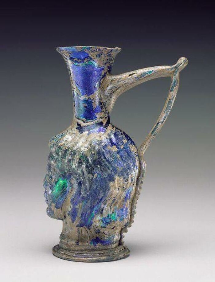 Blue Glass Head-Shaped Flask 3rd-4th Century A.d