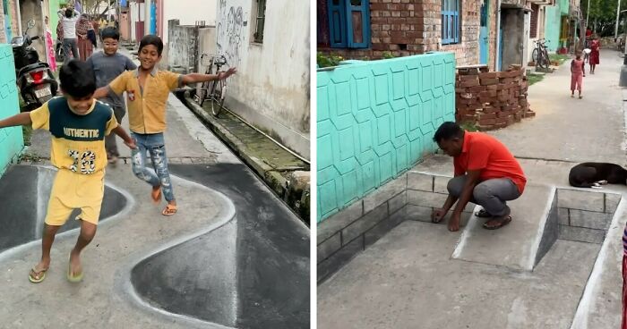 31 Fun 3D Street Artworks This Art Teacher Made To Entertain His Neighborhood