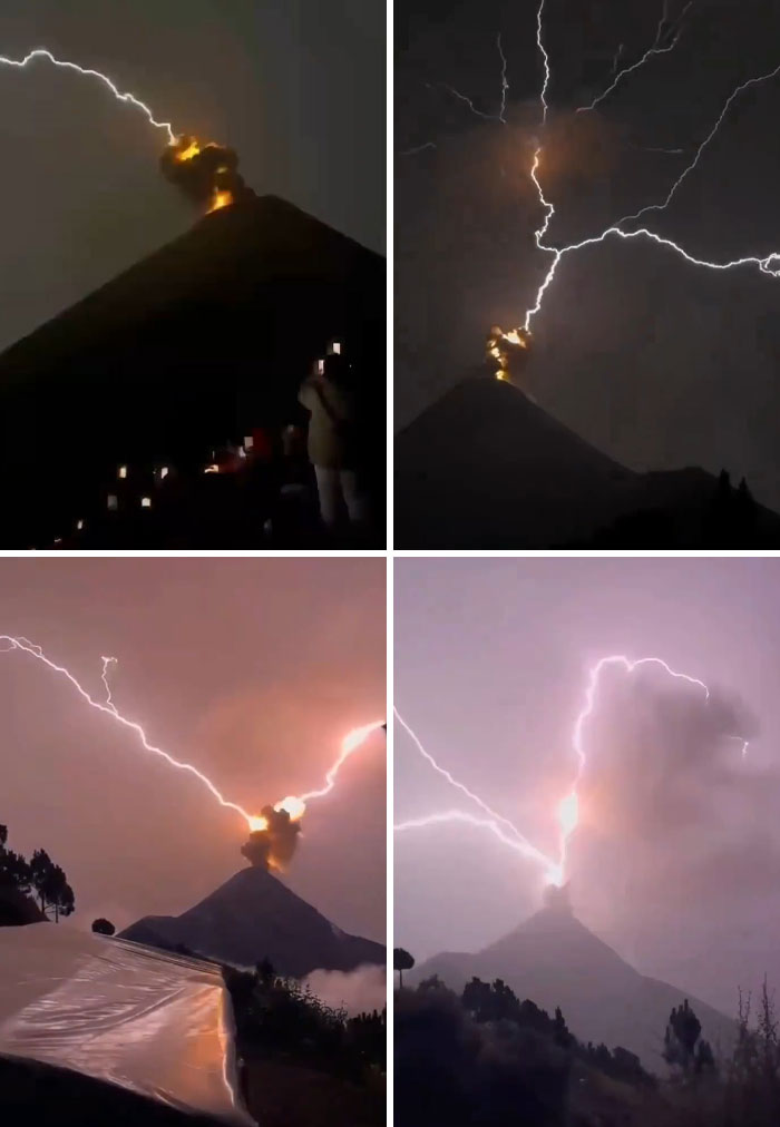 Thunderstorm In Guatemala Began Simultaneously With The Eruption Of Mount Fuego