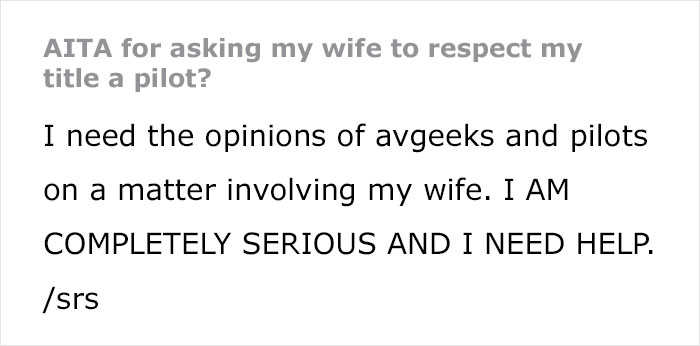 Wife Forced To Sleep On Couch After Refusing To Call Husband A Pilot As He’s Never Flown A Plane