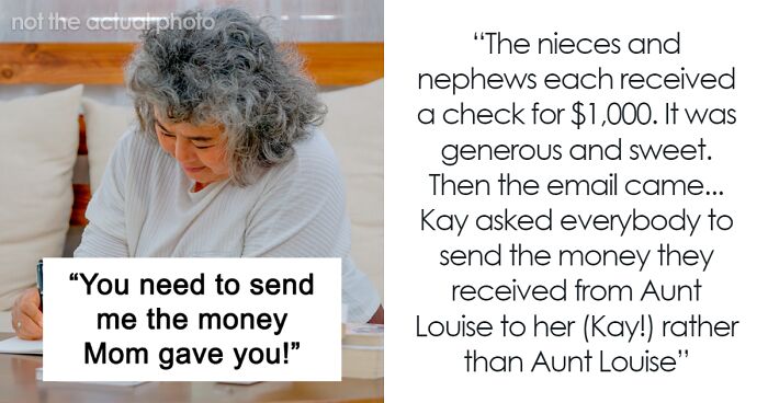 Aunt Sends Relatives Checks To Spend As They Wish, Daughter Demands They Give Her The Money