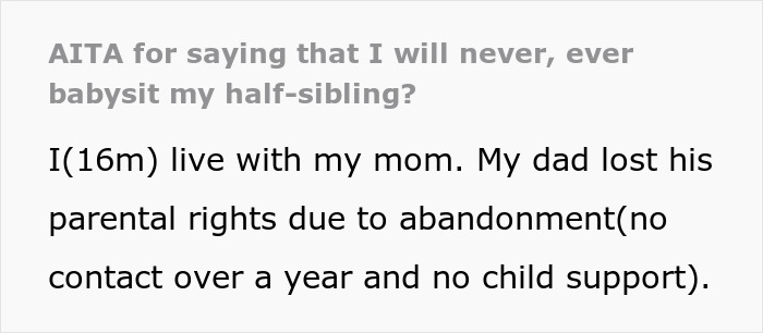 Teenager Rejects Father’s Request To Babysit Newborn Half Brother For Three Hours Daily