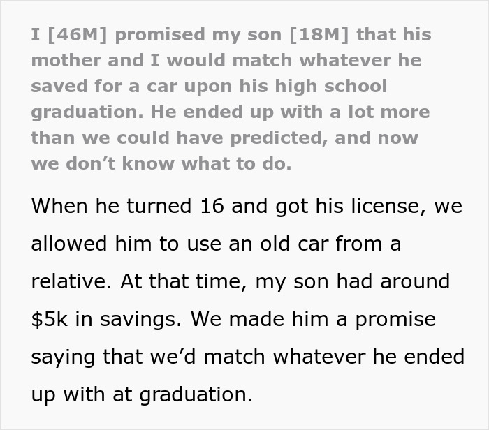 Parents Promise To Match Teen’s Savings For A Car, Stunned After It Turns Out He’s Saved $35K