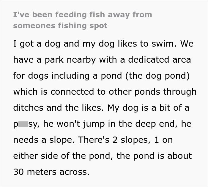 Dog Owner Schemes To Lure Fish Away From Boomers’ Fishing Zone After They Mess Up The Dog Pond