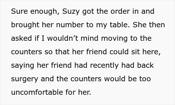 Woman Wants To Take Over Woman’s Entire Table So Her Injured Friend Can Sit But She Won’t Have It