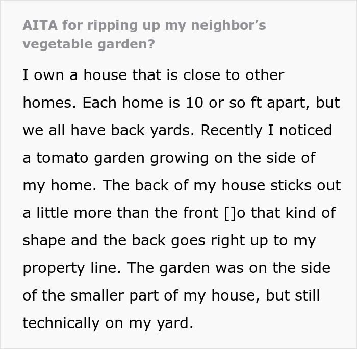 Woman Rips Out Neighbors’ Veggies From Her Own Backyard, They Demand Compensation