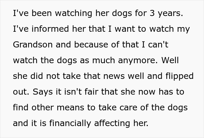 Woman Stops Talking To Mom Who Chose To Babysit Her Grandson Instead Of Watching Her Dogs