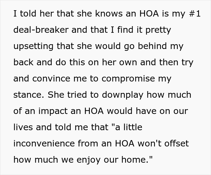 Wife Tries To Trick Spouse Into Buying Her 'Dream House,' He Says No Since HOA Is A Red Flag