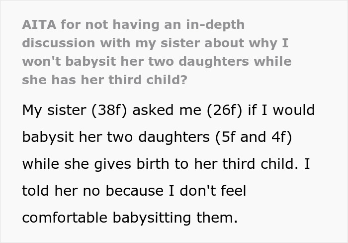 “They’ve Tried Over 20 Babysitters”: Woman Refuses To Babysit Sister’s Kids While She Gives Birth