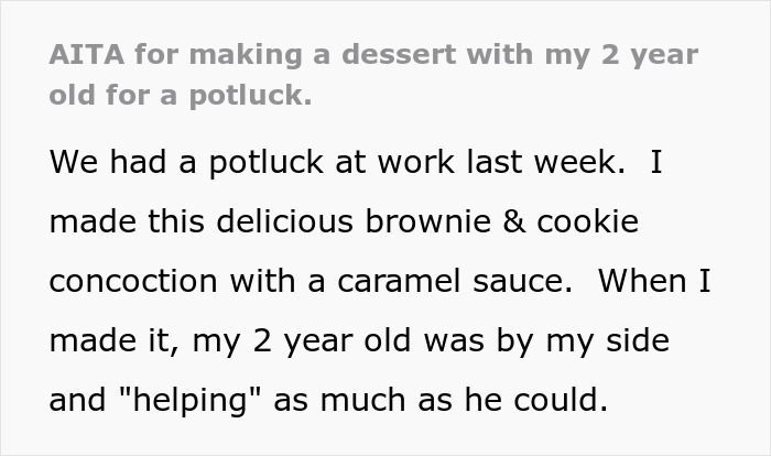 Mom Serves Dessert Made With Her 2YO At Office Potluck, Colleague Reports Her To HR