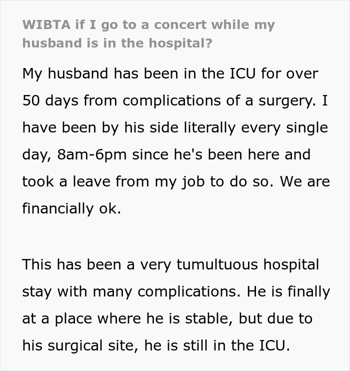 Once-In-A-Lifetime Concert Leaves Woman In A Turmoil Of Guilt As Husband Ails In The ICU