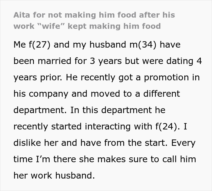 Husband’s “Work Wife” Wins Over His Stomach, So His Actual Wife Stops Making Him Lunches