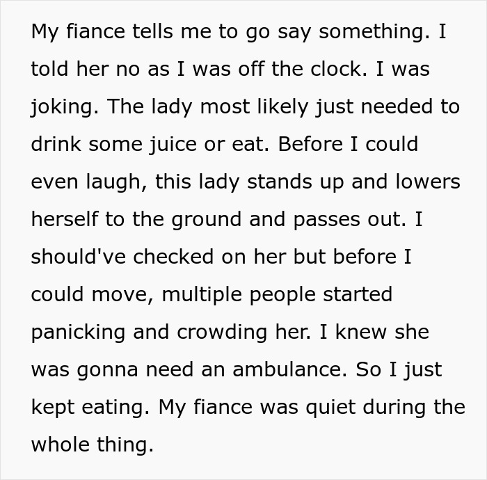 “I Just Kept Eating”: Nurse Confused Why Fiance Won’t Live With Him After He Ignores Emergency