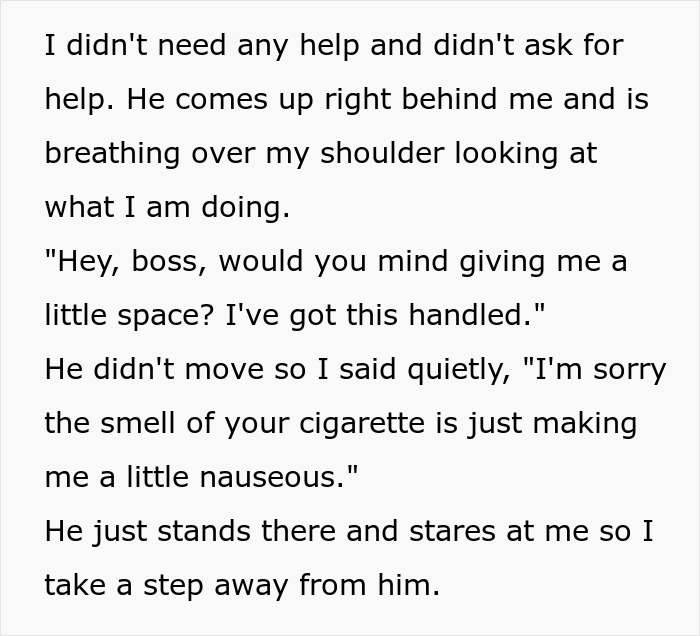 Boss Threatens Employee With A Write-Up After They Complained About Him Stinking Of Smoke