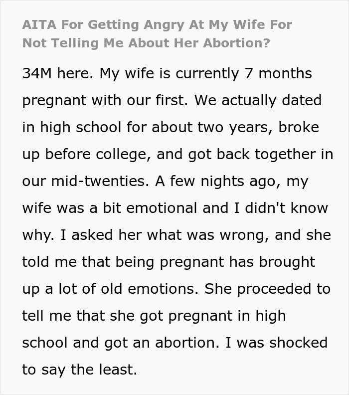 Pro-Choice Man Shocked To Find That Wife Had An Abortion When They Dated In High School