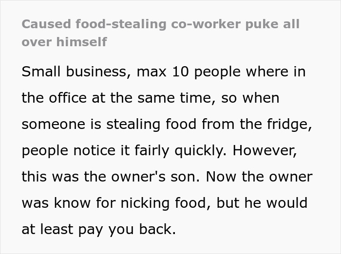 Coworkers Unite In Teaching Food Thief A Lesson, End Up With A Nasty Spectacle