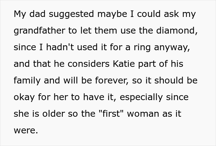 Bride-To-Be Wants Stepsister’s Heirloom Diamond For Engagement Ring, But Grandpa Says “No Way”