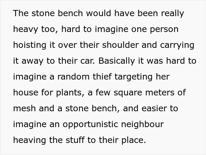 “We Called The Police”: Newcomer Discovers Her Bench And Plants Displayed In Neighbors’ Yard