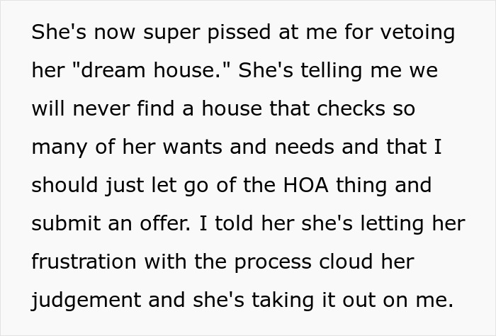 Wife Tries To Trick Spouse Into Buying Her 'Dream House,' He Says No Since HOA Is A Red Flag