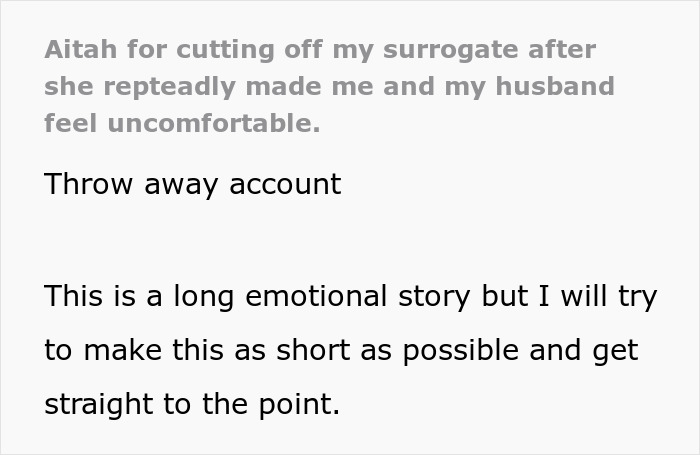 “[Am I The Jerk] For Cutting Off My Surrogate After She Made Me and My Husband Feel Uncomfortable?”