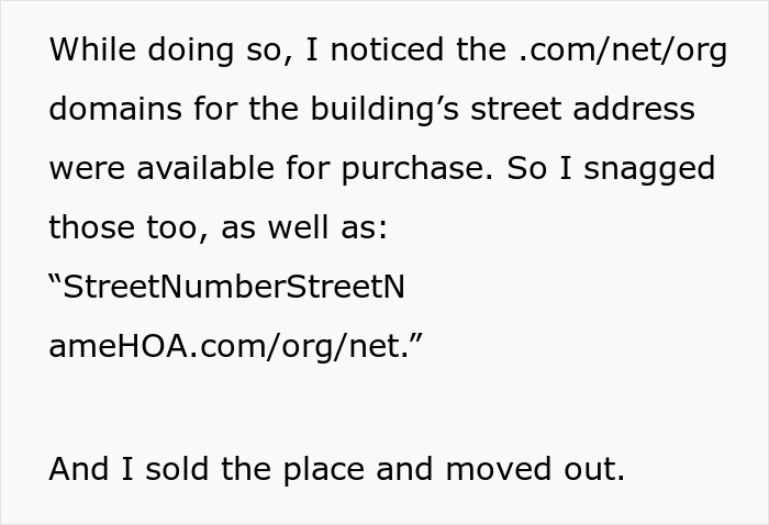 Woman Buys All Domains Of Unit Before Moving Out As Petty Revenge On HOA: “Kick Dirt, Or Pay Me”