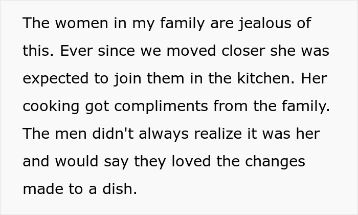 Man’s Family Jealous Of Wife's Cooking, Cause Fuss When She Hangs With Guys Instead Of Cooking