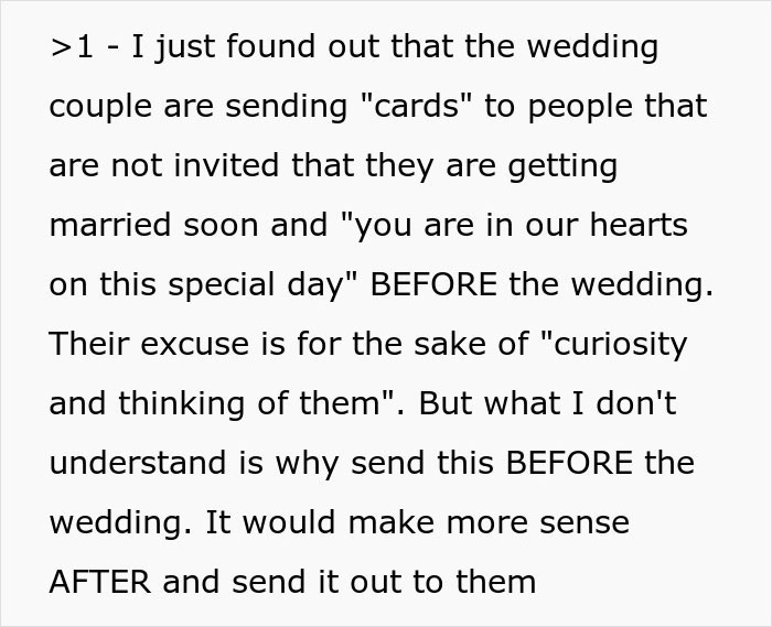 Couple’s Bizarre Requests And Inappropriate Pre-Wedding Cards Upset Family And Guests