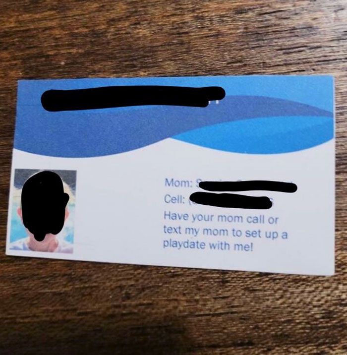 My Son Received A "Business" Card From A Classmate