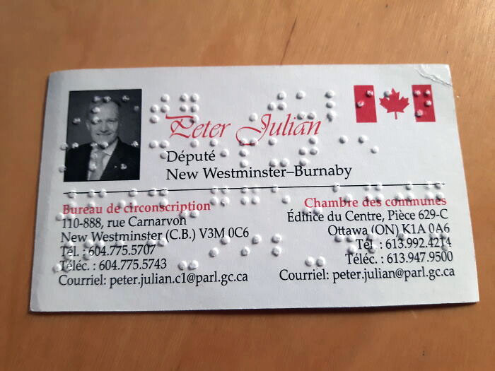 My MP's Business Card Has Braille On It