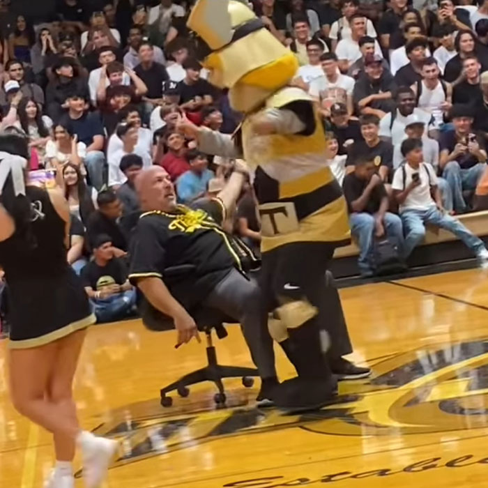 School Principal Placed On Leave After Dancing With Mascot, One Father Says "It Was All Weird"