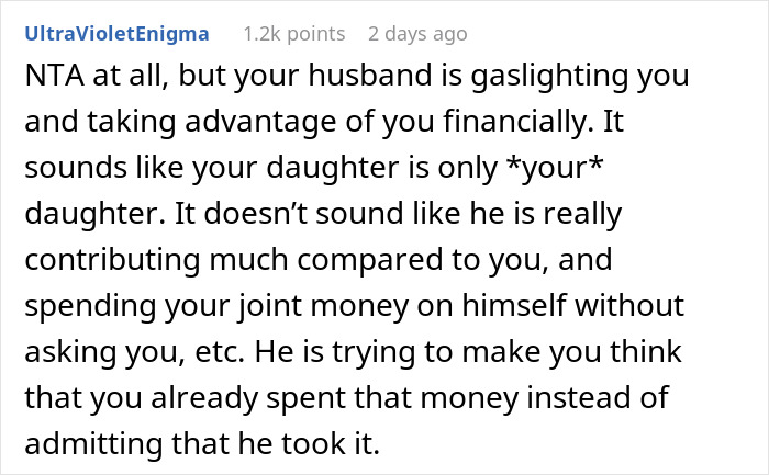 Entitled Man Splurges $4K Dad Gifted To His Kid, Puts Blame On Wife When She Asks Where It Went