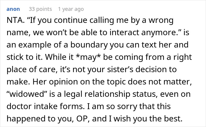 Widow Finally Blows Up At Entitled Sister Who Uses Her Maiden Name Despite Being Told Not To