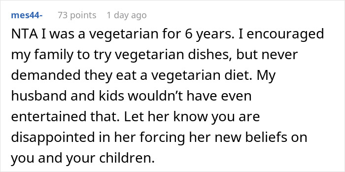 "AITA For Secretly Cheating On Our Vegetarian Diet That My Wife Made Our Family Do?"