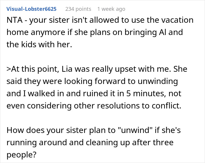 Guy Trashes Vacation Home, Expects His GF To Clean Up After Him, Her Sister Is Not Having It